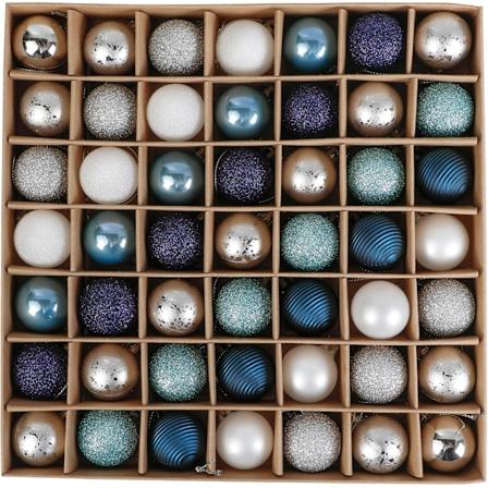 Joulukuulat joulukuusen koristeluun, 49 kpl 3 cm hopea ja sininen joulupallot hauraamattomia joulukuusen koristeita hopea sininen Silver Blue