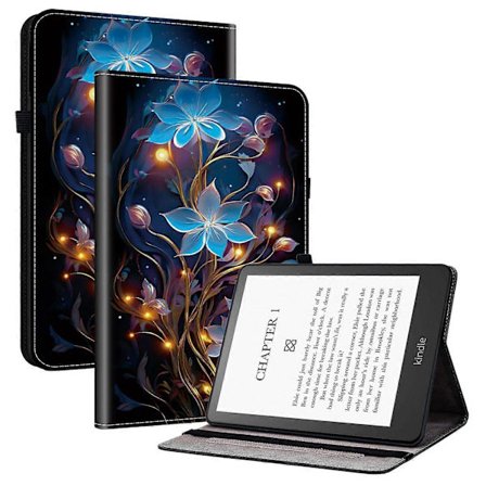 Läderfodral med mönster och kortfack för Amazon Kindle Paperwhite (2024)