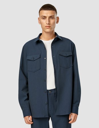 Shaping New Tomorrow - Essential Overshirt - Navy Melange - Herre - Størrelse L