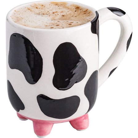 Ku Kaffekopp Ku Ting 44 cl Keramisk Ku Kopp - Ku Kopp med Jur - Ku Mønster Kopper - Rare Melkeku Kopper med Jur Ku Mønster