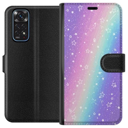 Kompatibel Tegnebogsetui til Xiaomi Redmi Note 11 Rainbow-farvet pastelbaggrund med hvide stjerner og glitrende prikker i blød overgang