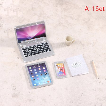 1:12 Dukkehus Miniature Bærbar telefon Tablet Skrivebordslampebog