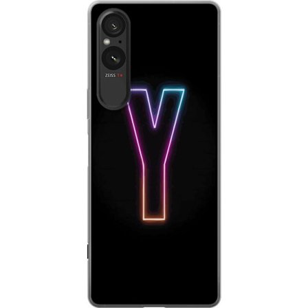 Kompatibelt Mobildeksel til Sony Sony Xperia 5 V Minimalistisk neonbokstav Y i fargeskiftende lys mot svart bakgrunn