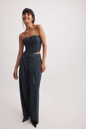 Alison Toby x NA-KD Pantalon de costume droit - Pantalon cigarette - Bleu - EU 40