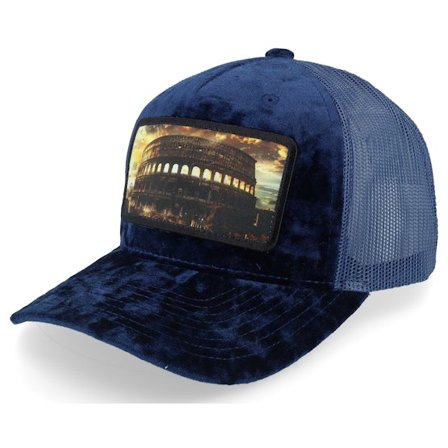 Calza Pennello - Colosseum At Its Peak Velvet Navy A-Frame Trucker Trucker Blue Cap - @ Hatstore