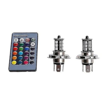 2 stk. 9006 H4 Hb4 H7 H8 H9 H11 Universal Auto Rgb Atmosfære Lampe 5050 Led Lys Bilprodukter Tilbehør med Fjernbetjening-WELLNGS