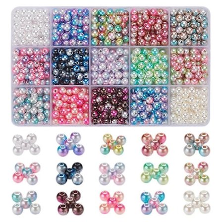1 Ask med DIY-pärlor i plast, distanspärlor för smycken, små plastpärlor, distanspärlor i plast