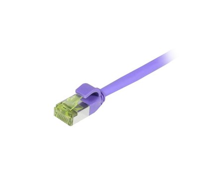 SYNERGY Patchkabel RJ45, CAT6A 500Mhz, 2m, lila, S/FTP, slimline rund d=4,5mm, TPE/LSZH(Superflex), AWG28, mit CAT7 Rohkabel, Synergy 21