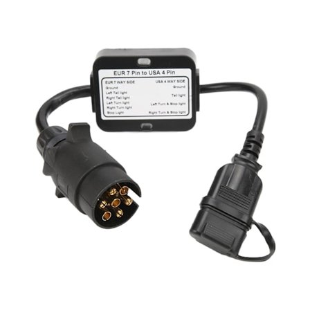 Släpvagnskontakt Européisk 7-polig till Amerikansk 4-polig Bakljuskretskonverterare för Husvagn Båt Släpvagn