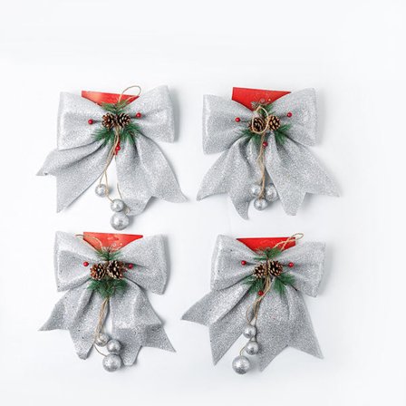 4 st julrosett, kransar rosetter, stor glitterband fluga,