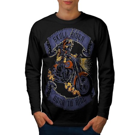 Ride Skull Moto Men Blacklong Sleeve T-shirt