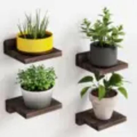 4-pakkaus pieniä kelluvia hyllyjä seinälle, puinen hylly 5 tuuman näyttötasot huoneen sisustukseen, mini 2 asennustyyppiä Walnut