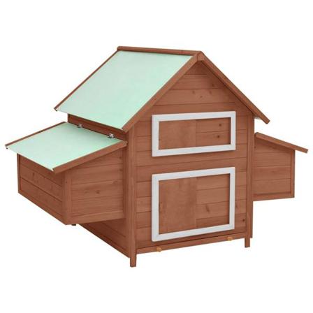 Vidaxl Hönshus Mocka Och Vit 152x96x110 Cm Massivt Granträ Brun