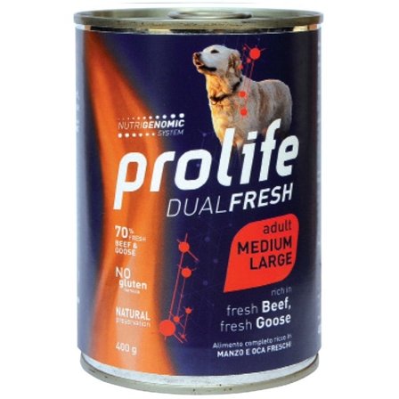 Prolife Dual Fresh Manzo E Oca Freschi Cibo Umido Per Cani Adulti