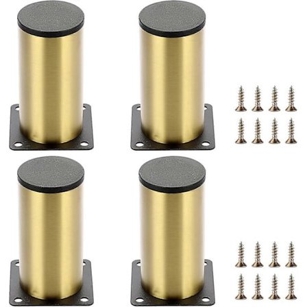 Møbelben 4 stk. 10 cm Møbelben i rustfrit stål til stole Bord Skab Skrivebord Sofa Møbelben med skruer Nem montering Rund guld