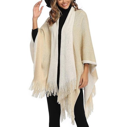 Pluskokoinen värilohko huivi kääre pitkä avoin edessä talvi villapaita