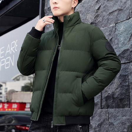 Enfärgad Dragkedja För Herr Ytterkläder Stand Up Collar Thicken Jacket