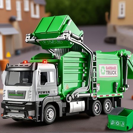 Leketøyssett med renovasjonsbil med legeringskabin – har lyd- og lyseffekter, med dører som kan åpnes og en realistisk søppelbilmodell (inkluderer 1 