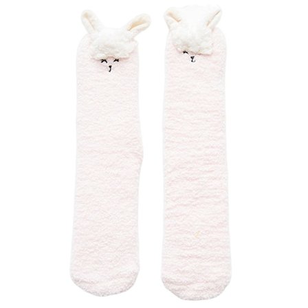 1 Par Voksensokker Tegneserie Katt Kanin Alpakka Giraff Kylling Fuzzy Fluffy Tykke Elastiske Hold Varm Korallfleece Høst Sokker Rosa One Size