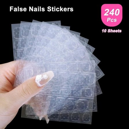 240 st Nagelstickers, 10 ark med lösa naglar Dubbelsidig klistermärke