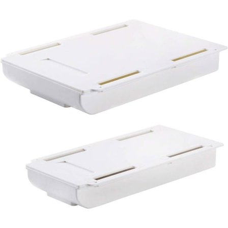 Usynlig Opbevaringsboks til Under Bordet, Skrivebordsskuffe Organizer, Selvklæbende Papirvare Blyant Opbevaringsboks, 2 stk