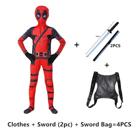 Superhelte Bodyssuits Til Børn Drenge Deadpool Sværd Pung Børn Film Karakter Ferie Kostumer Og Hall Cosplay (Cosplay) 03 120