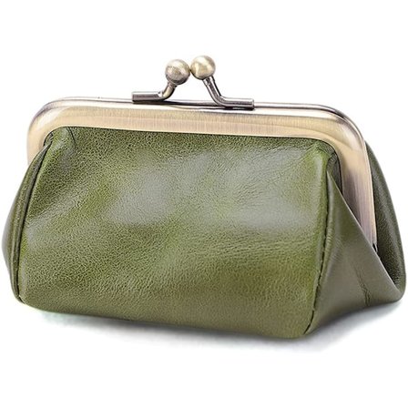 Äkta läder dam clutch väska vintage myntbörs mynt förvaringsväska söt plånbok