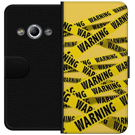 Kompatibel Tegnebogsetui til Samsung Galaxy Xcover 3 Gult advarselbånd med teksten Warning, grafisk mønster i industriel stil til mobilcover, plakat