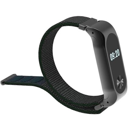 Xiaomi Mi Band 2 aktivitets klockarmband nylon kardborre - Svartaktig grön