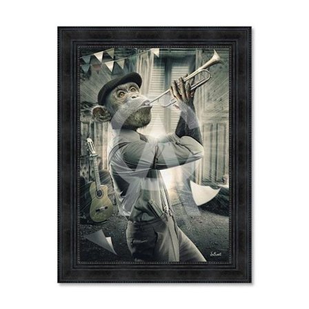 Træramme med PVC-lakkeret print "Trumpetabe" - Sort - 80 x 120 cm - Binet kollektion