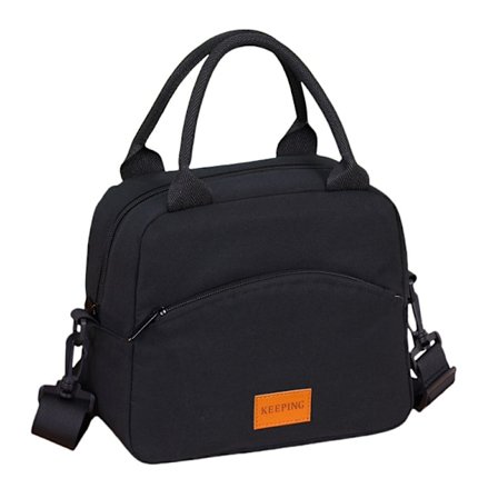 Isoleret madpakke til arbejde, Crossbody madtaske til kvinder og mænd Black