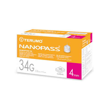 Ago Per Penna Da Insulina Nanopass Gauge 34 Lunghezza 4mm 100
