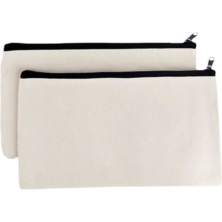 2 stk. (hvit-21*12cm) lerret sminkepung, tomme pennaler, multifunksjonell glidelåspose DIY håndlaget reiseveske, kvinners sminkepung, masterpung,