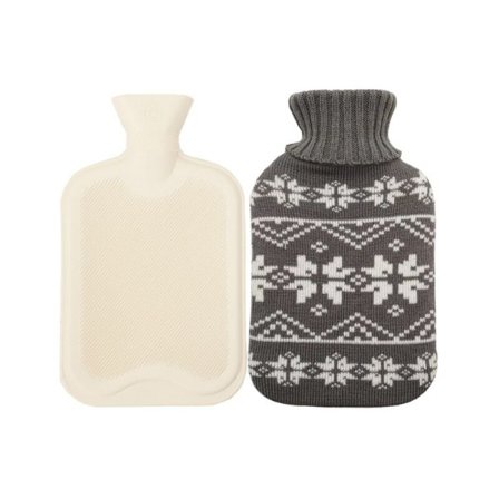 Termos med lock Gummi termos med lock Avtagbart och tvättbart stickat lock för att hålla sig varm och bekväm——Nordic Grey 500ml