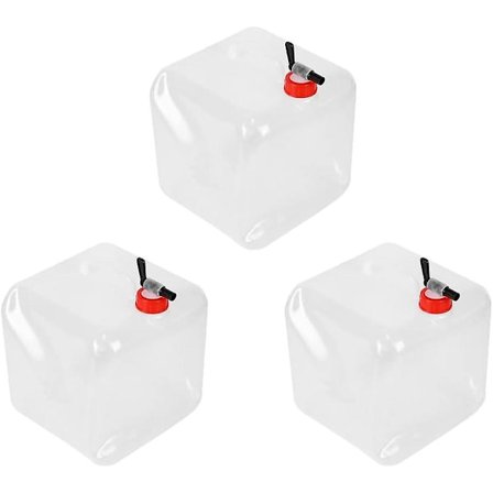 Hopfällbar vattenbehållare, 3 st hopfällbar behållare med kran 15L, dricksvattenbehållare bärhandtag, dricksvattenbehållare, vattenpåse för resor