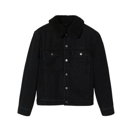 Mango Denimjakke med kunstpels Sort, Herre Cowboyjakker, Størrelse: XS