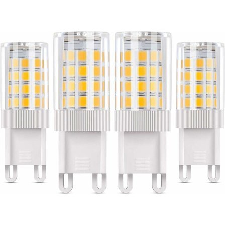 G9 LED-lamppu, 5W vastaa 50W halogeenivalaisimia, 4 kpl 3000K lämpimän valkoinen LED-lamppu, 360° säteilykulma, AC85-220V, 360LM, ei himmennettävissä