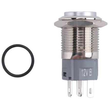 12V 16mm Bil LED Ljus Momentan Signalhorn Knapp Metallbrytare Tryckknapp blå