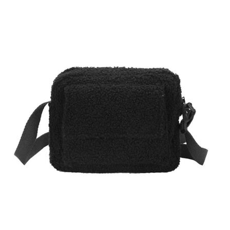 Dame Plys Skuldertaske Lammeuld Underarm Taske All-matchende Crossbody Tasker Sort