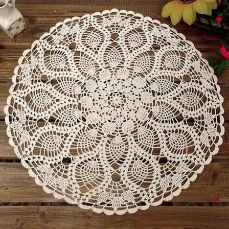 60cm puuvillasta käsin virkattu pitsi pyöreä ontto keskeneräinen pöytäliina Tabl