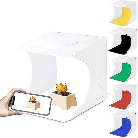 Fotobox 7,8 tum / 20 cm Mini hopfällbar ljusbox Bärbar 550lm Ljuspanel