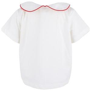 Rachel Riley White and Red Trim Tee 6 months - Tops - 6 months - Cream
