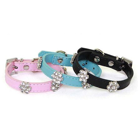 Hundhalsband med stenar i form av blomma S 1.5 x 37 cm