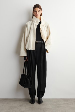 COS Damen Jacke Aus Nylon Mit Stehkragen - Weiss