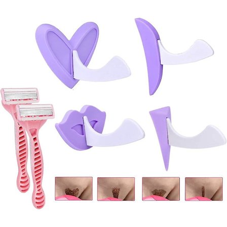 SSDLV Bärbar Bikini Trimmer Hårborttagning för Kvinnor Rakmall Privat Område Form Hemlig Intim Verktygssats, 4 Stilar (Lila)