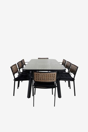 Venture Home - Spisegruppe Paola med 8 stole Paola - Sort - Spisegrupper - Fra Homeroom