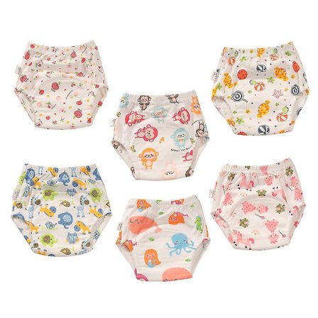 Unisex bomuld Återanvändbar potträningsbyxa Andas 6-pack