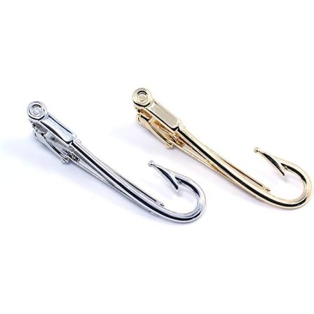 2 st Fiske krokar slips klämmor bar tacks herr silver guld ton L