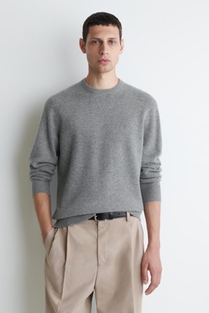 COS Men's Seamless Cashmere Crew-Neck Jumper in Grey