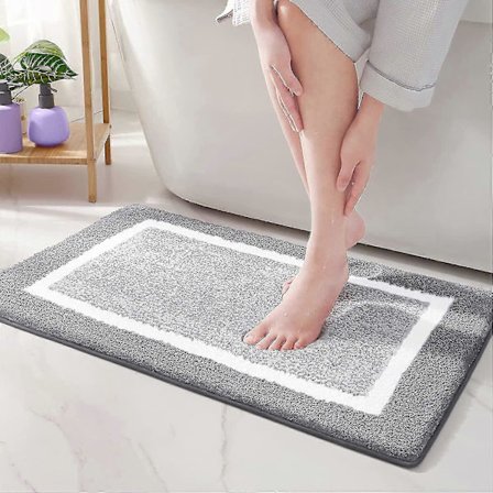 40 x 60 cm Mjuk Badrumsmatta i Mikrofiber, Halkfria Badrumsmattor Maskintvättbara, Dusch Vattenabsorberande Badrumsmatta Slitstarka Golvmattor